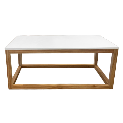 Mesa rectangular de 60x1,20mts tapa fibrolaqueada blanca y patas paraíso